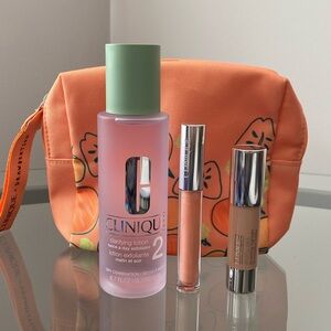 Clinique Skincare Travel Set With Makeup Bag - NEW